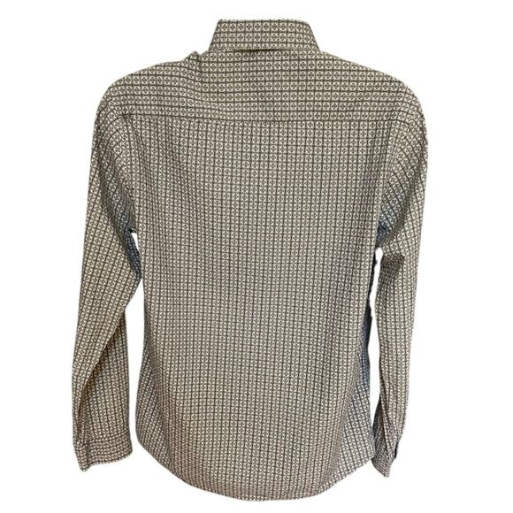Stitch Note Neutral Geometric Egyptian Cotton Long Sleeve Button Down Size L - Picture 4 of 9